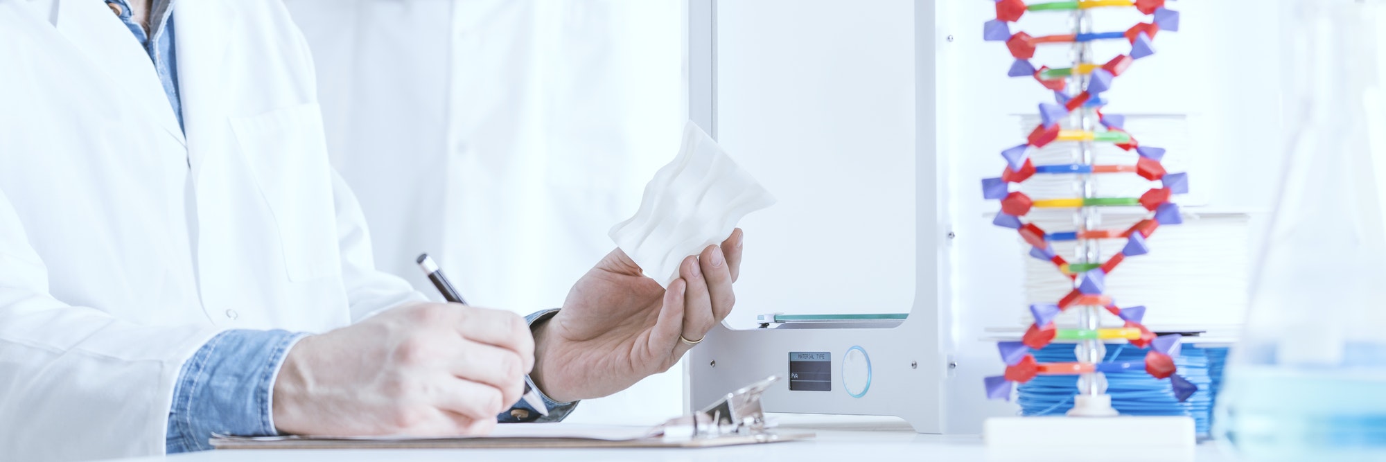 Scientist writing a report