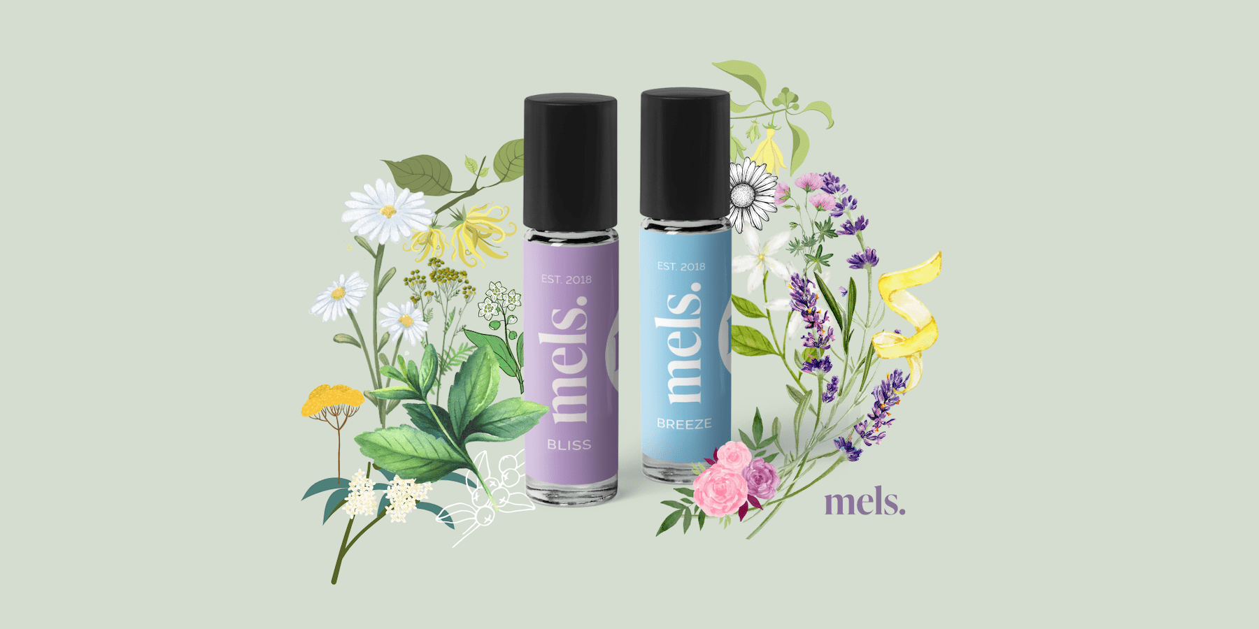 mels duft cbd rollers, bliss, breeze, eteriske oljer