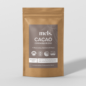 MELS Cacao, Seremoniell Kakao med planteekstrakter, Blue Lotus, Damiana, Maca, for ro, balanse og meditasjon
